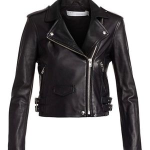 IRO Ashvillespe Deep Blue Distressed Leather Jacket 40 NEW